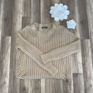 Taupe distressed sweater dress